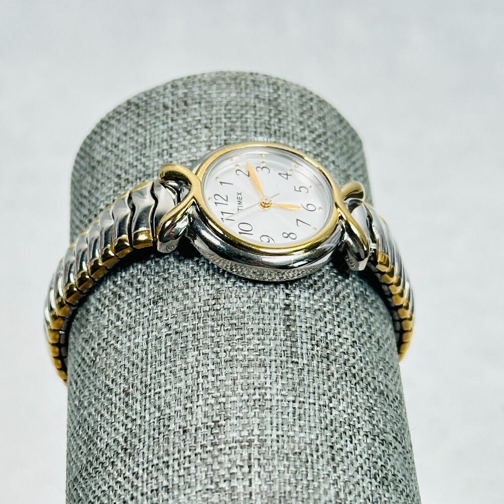 Timex Watch Womens 26mm Two Tone Expansion Quartz 30M WR 6" Classic New Battery - Picture 3 of 11